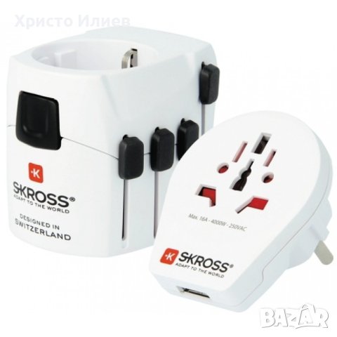 Travel Адаптер Преходник SKROSS WORLD PRO + USB, снимка 1