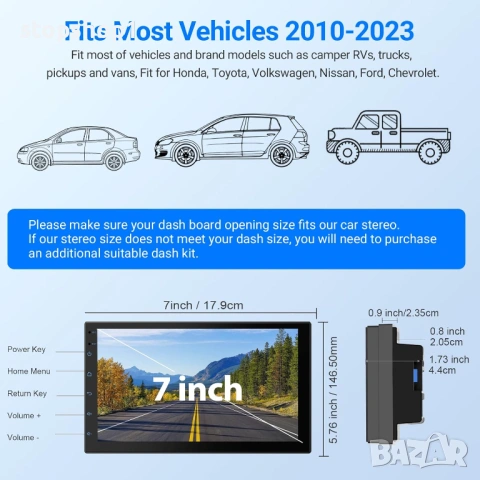 Автомобилни аксесоари 7" HD двудинова автомобилна стерео система с Carplay и Android Auto, 2+64G авт, снимка 5 - Аксесоари и консумативи - 54079784
