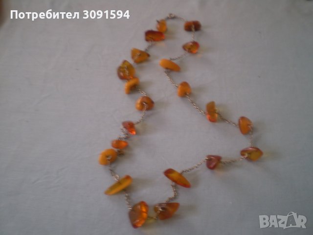 Дамско колие от естествен кехлибар и сребро, снимка 3 - Антикварни и старинни предмети - 36940752