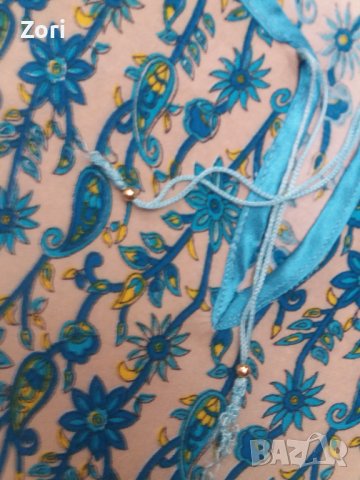 Супертъничка блуза в сини пейсли принт цветове - 3ХЛ размер , снимка 3 - Ризи - 37245055