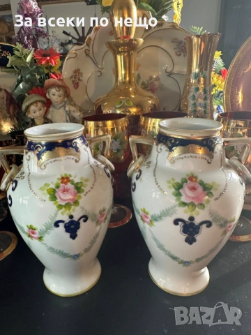 Noritake Japan  Circa 1908 - невероятно красиви две  японски вази с две ръкохватки Код P1873