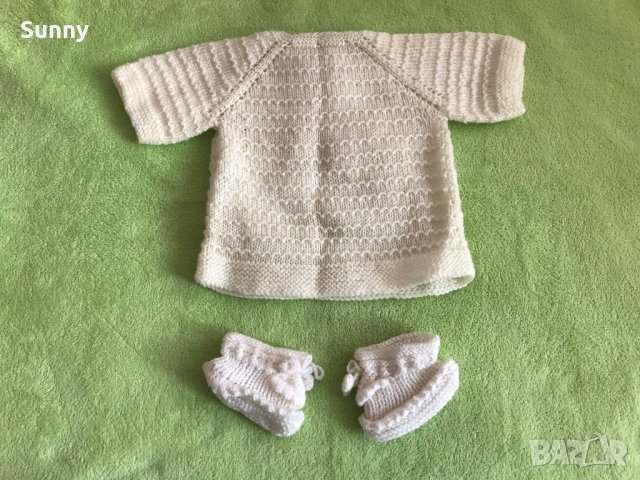 Нов Плетен Бебешки комплект елече, панталонки, терлички Ръчно плетени , снимка 6 - Комплекти за бебе - 30547091