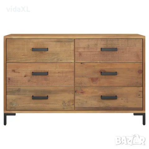 vidaXL Сайдборд, кафяв, 110x35x70 см, борова дървесина масив, снимка 3 - Бюфети - 56147205