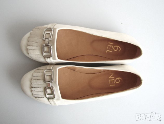 Бежови балеринки с платка на ресни марка 6NEL , снимка 2 - Дамски ежедневни обувки - 38472517