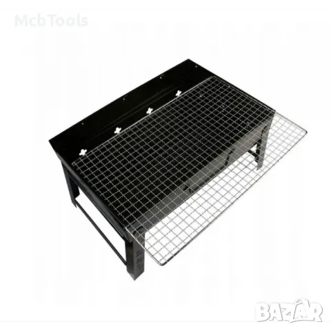 Скара на дървени въглища, BBQ 35x26x20cm, Черна сгъваема преносима, снимка 7 - Барбекюта - 47858937