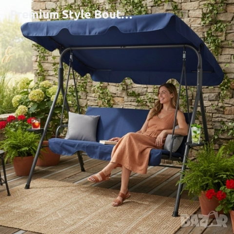 Градинска люлка A-Type със сиви възглавници и поставки за чаши - елегантност и комфорт, снимка 8 - Други стоки за дома - 53888163