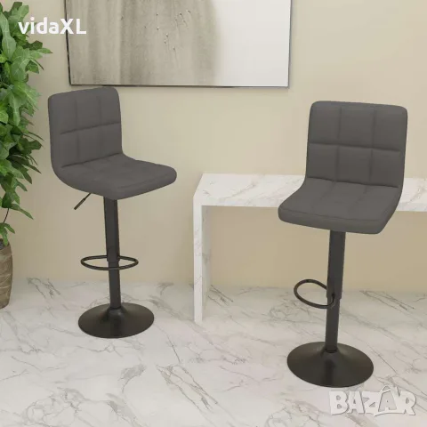 vidaXL Бар табуретки, 2 бр, тъмносиви, текстил, снимка 2 - Столове - 56147018