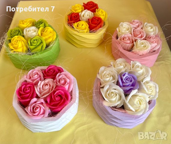 Кашпи с ароматни сапунени рози, снимка 1 - Подаръци за жени - 44222905