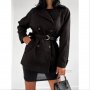 Велурено палто в черно  , снимка 1 - Палта, манта - 38795900
