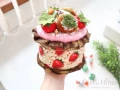 Кръгла Кутия за бижута, торта с френски макарони и ягоди, снимка 4