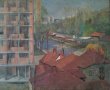 Картина, градски пейзаж, худ. Жечо Дунев (1926-1975), снимка 1
