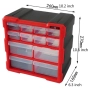 Органайзер за стена PA1300 – Пластмасово шкафче с 12 чекмеджета (за гараж, работилница, хоби), снимка 3