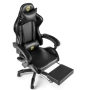 Черен геймърски стол с прибираща се поставка за крака – максимален комфорт при дълги часове игра, снимка 4