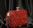 Вечерна клъч нов - чанта в цвят червен ръчна изработка, снимка 6