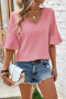 Дамска блуза в розов цвят, с широки ръкави и ефектна текстура, снимка 3
