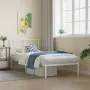 vidaXL Метална рамка за легло с горна табла, бяла, 80x200 см, снимка 2
