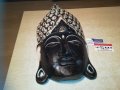ГОЛЯМА маска стенна от дърво Буда декорирана 0311202206, снимка 2