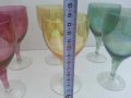 Стари стъклени чаши цветни за вино , снимка 4