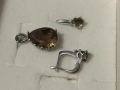 Сребърен комплект обици и медальон със Султанит , снимка 5