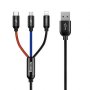 Кабел USB към Lightning, Type C и Micro USB 3 в 1 3А Baseus CAMLT-BSY01 1.2m Cable 3 in 1, снимка 1