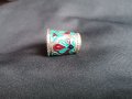 Антикварен сребърен напръстник с емайл , снимка 3