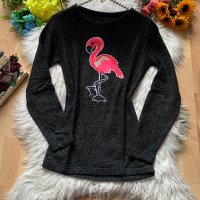 Блуза с фламинго, снимка 1 - Блузи с дълъг ръкав и пуловери - 39526671