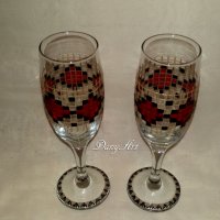 Двойка чаши за вино "Шевица", снимка 7 - Чаши - 27287486