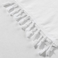 Дамска блуза в бяло с дълги ръкави с пискюли, от вискоза и лен, снимка 7 - Блузи с дълъг ръкав и пуловери - 44382552