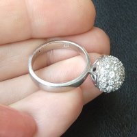 Масивен сребърен пръстен проба 925 Житен клас с вковани циркони - топка , снимка 7 - Пръстени - 26234695