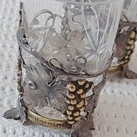 Руски сребърни чаши с кана-сребро 84 и кристал, снимка 5 - Антикварни и старинни предмети - 35623818