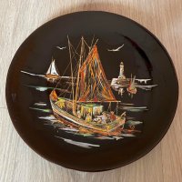 Старинна керамична- ръчно рисувана чиния- Франция , снимка 1 - Декорация за дома - 39672927