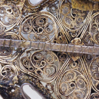 Прекрасна сребърна филигранна пафта с живачна позлата-18 см., снимка 11 - Колиета, медальони, синджири - 44935583