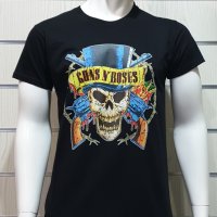 Нова мъжка тениска с дигитален печат на музикалната група GUNS N'ROSES, с череп, снимка 1 - Тениски - 27839016