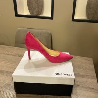 Бонбонено розови, велурени обувки Nine West, снимка 3 - Дамски елегантни обувки - 39383568