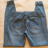 Дънков панталон с ластик , пола с ресни Zara , чанта S / M 164, снимка 5 - Дънки - 36410949