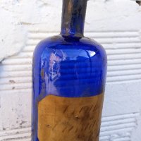 Уникално старо шише,син кобалт,канелево масло, снимка 1 - Антикварни и старинни предмети - 35625863