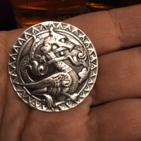 Авторски изумителен сребърен медальон дракон , снимка 1 - Колиета, медальони, синджири - 44535343