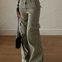 Дамски американски модерни дънкови панталони със средна талия и много джобове , снимка 5 - Панталони - 39732615