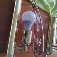 Стенни лампи - 2бр. аплици със златиста основа и стъкло, снимка 11 - Лампи за стена - 40424228