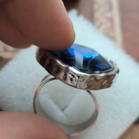 Stainless steel пръстен със син кристал  , снимка 3 - Пръстени - 44373336