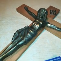 кръст с христос-масивен мед/месинг-33х21см-внос франция, снимка 9 - Антикварни и старинни предмети - 29603040