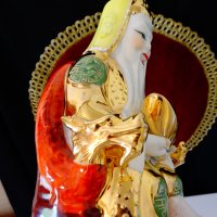 Китайска порцеланова фигура Лу-син,злато,фън шуй. , снимка 5 - Статуетки - 38492183