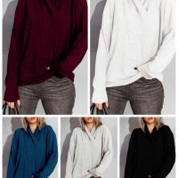 Дамска свободна кадифена блуза с дълги ръкави и широко деколте, 5цвята - 023 , снимка 1 - Блузи с дълъг ръкав и пуловери - 42814828