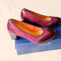 Caprice нови дамски кожени обувки, винено червени с ток, Немски №38,5, снимка 10 - Дамски обувки на ток - 29224797