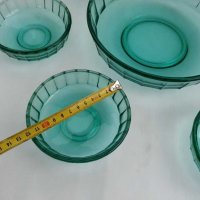 Стъклени купа и купички цветно зелено стъкло, снимка 6 - Антикварни и старинни предмети - 31764618