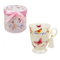 Луксозна чаша за чай в кутия "Лавандула" с капак и цедка /керамика/, снимка 2 - Чаши - 37767549
