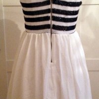 TFNC London Нова рокля без ръкав бяла с черни пайети , снимка 6 - Рокли - 29627133