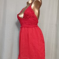М Червена рокля с гол гръб с рязана дантела на бюста , снимка 4 - Рокли - 37301041