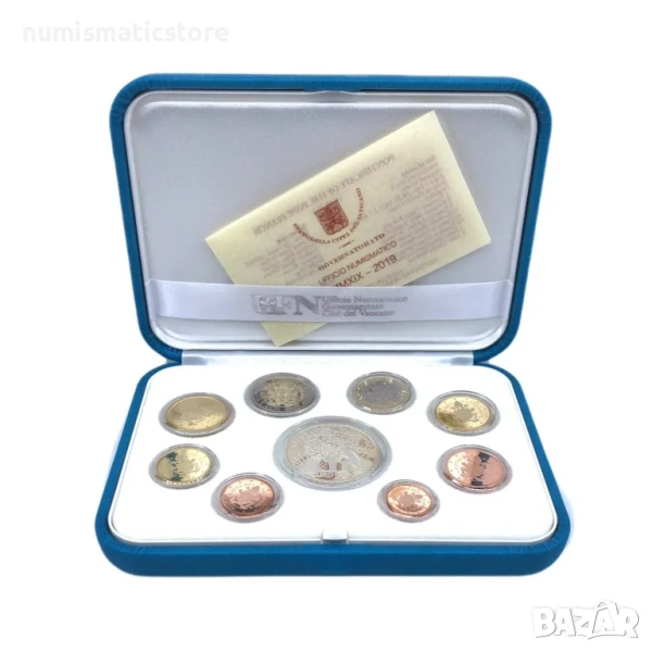 Ватикана PROOF 2019 година - комплектен сет от 1 цент до 2 евро + 20 евро Сребърна монета, снимка 1