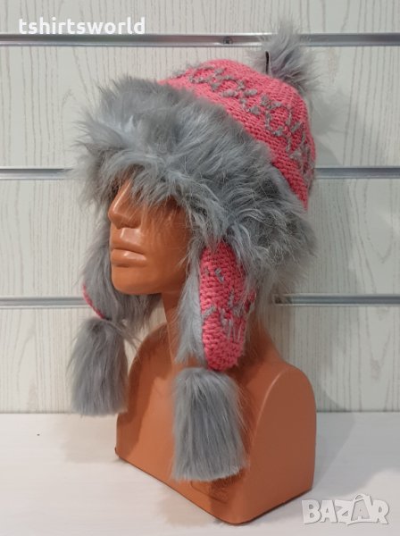 Нова зимна пухкава шапка с помпон тип ушанка, снимка 1